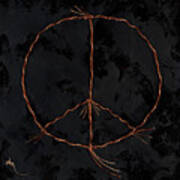 Barbed Peace-bronze On Black Poster