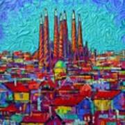 Barcelona Abstract Cityscape - Sagrada Familia Poster