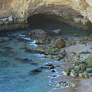Beach Cave From The Cliffs In Malhada Do Baraco Poster