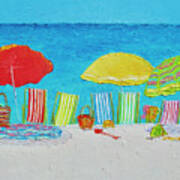 Beach Painting - Deck Chairs Poster