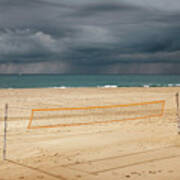 Beach Volleyball Net At Dusk Poster