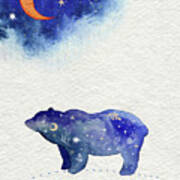 Bear And Moon Poster