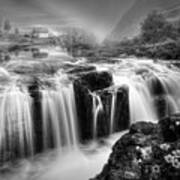 Beautiful Fairy Pools Scotland Black And White Poster