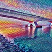 Beautiful Serene Zen Yoga Bridge Impressionism Poster
