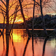 Beaver Lake Sunset Fire And Ice Panorama - Northwest Arkansas Poster