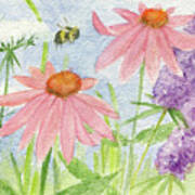 Bees In The Cottage Garden Poster