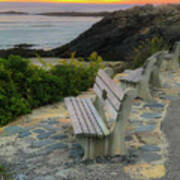 Benches Overlooking The Ocean #3 Poster