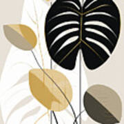 Black And Gold Leaves Art Poster