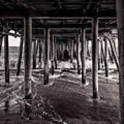 Black And White Under The Boardwalk - Old Orchard Beach In Maine Poster
