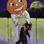Black Cat And Pumpkin Poster