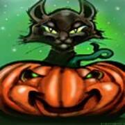 Black Cat N Pumpkin Poster