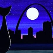 Black Cat Views St. Louis Gateway Arch Poster