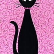 Black Cat With Pink Rhinestone Collar Poster