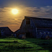Blackmore Barn Nightscape #1 - Abandoned Nd Barn In Moonlight Poster