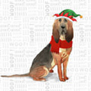 Bloodhound Christmas Dog Poster