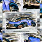 Blue Car Abstract Collage Art Poster Poster