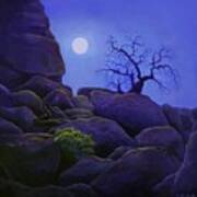 Ghost Tree In Blue Desert Moon Poster