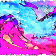 Blue Fuschia Hues Ocean View Abstract Poster