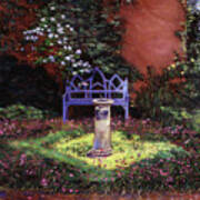 Blue Sunbench And Sundial Poster