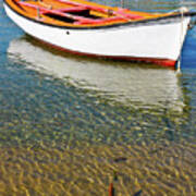 Boat Anchored In Mykonos, Greece Poster