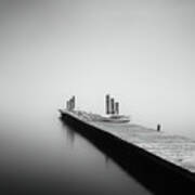 Boat Jetty In The Mist Poster