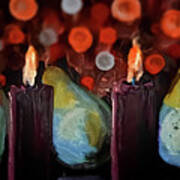 Bokeh Light Candles And Pears Poster