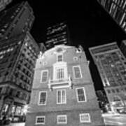 Boston Old State House Boston Ma Street Lights Black And White Poster
