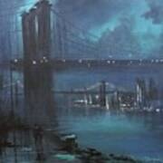 Brooklyn Bridge In Fog Poster