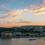 Budapest Sunset Over The Danube Poster