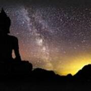 Buddha Against Night Sky Poster