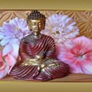 Buddha And Flowers Poster