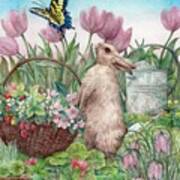 Bunny In Spring Garden Poster