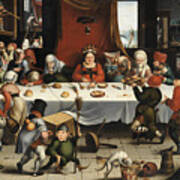 Burlesque Feast. Oil On Oak Panel, Dated Ca. -1550. Poster