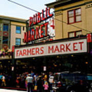 Busy Seattle Farmers Market Poster