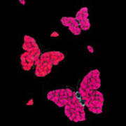 Butterflies In Flight Pink Poster
