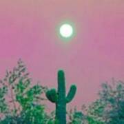 Cactus Full Moonrise In Aries Poster