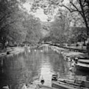 Canal Du Vasse Annecy France Black And White Poster
