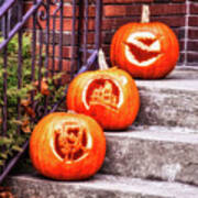 Carved Pumpkins For Autumn Holidays Poster