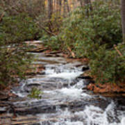 Cascading Waterfall In Autumn Poster