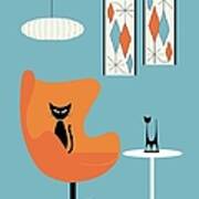 Cat In Turquoise Room Poster