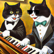 Cats Playing The Piano Poster