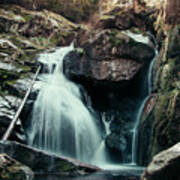 Cerny Potok Waterfall In Jizera Mountains At Sunset Poster