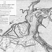 Charleston Harbor South Carolina Vintage Map 1778 Black And White Poster