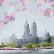 Cherry Blossoms Central Park Reservoir Nyc Poster