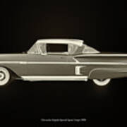 Chevrolet Impala Special Sport 1958 Black And White Poster