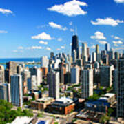 Chicago Gold Coast Aerial Skyline Blue Sky Poster