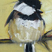 Chickadee On A Branch Poster