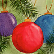 Christmas Balls And Pine Branches Poster