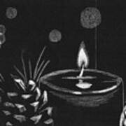 Christmas Candle Bw Poster