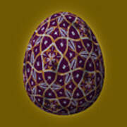 Christmas Egg Maroon On Gold Poster